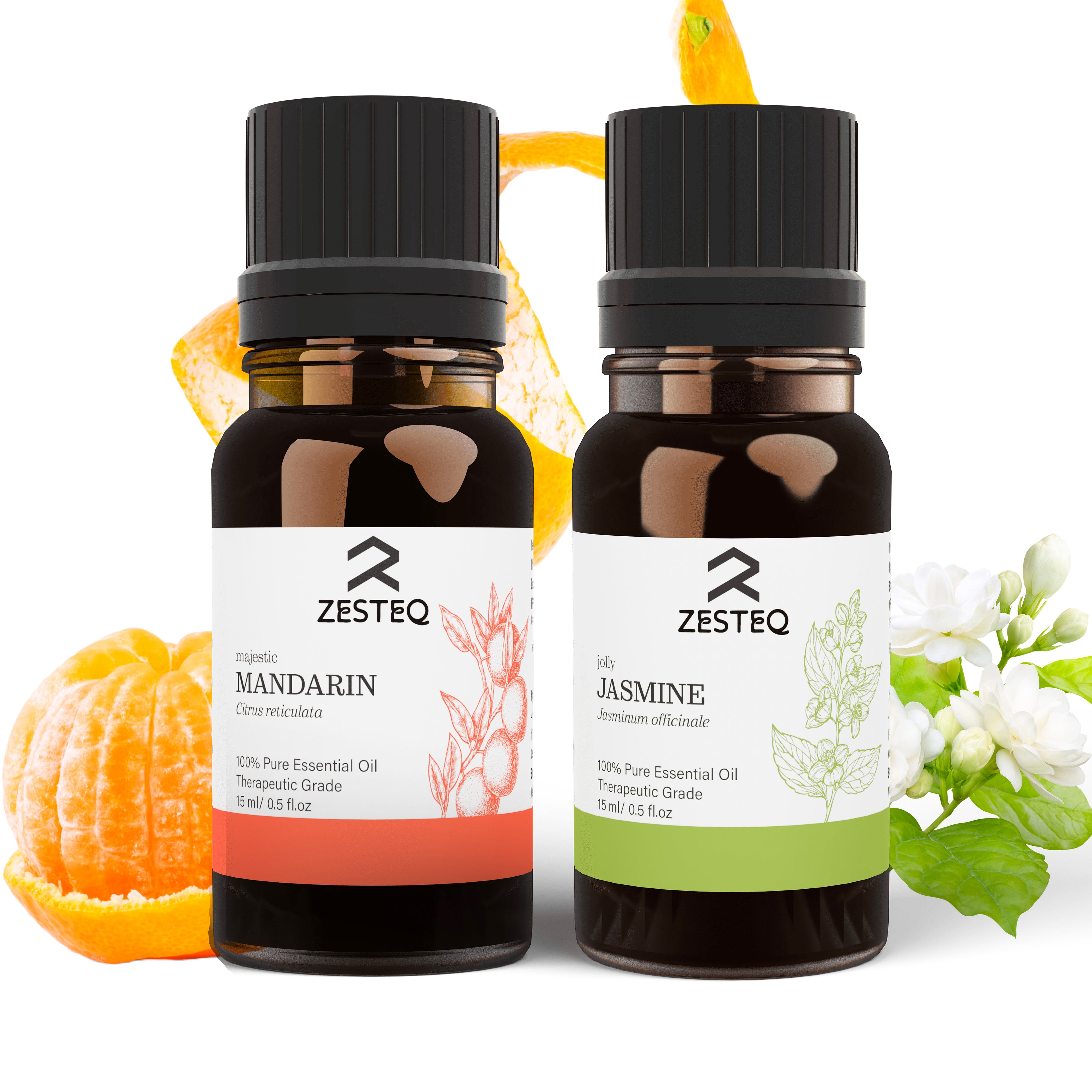 Mandarin essential oil for skin glow and Jasmine essential oil for skin nourishment, Pure &amp; Natural supercombo for skin ( 2 packs of 15 ml)